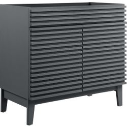 Modway Render 36" Bathroom Vanity Cabinet in Gray - Sink Basin Not Included