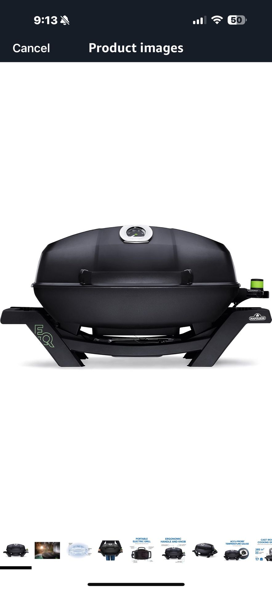 Napoleon TravelQ PRO285E Portable Electric Grill, Black, Tailgating, Camping, and Small Outdoor Spaces Brand Napoleon Product Dimensions 18.5"D x 29"