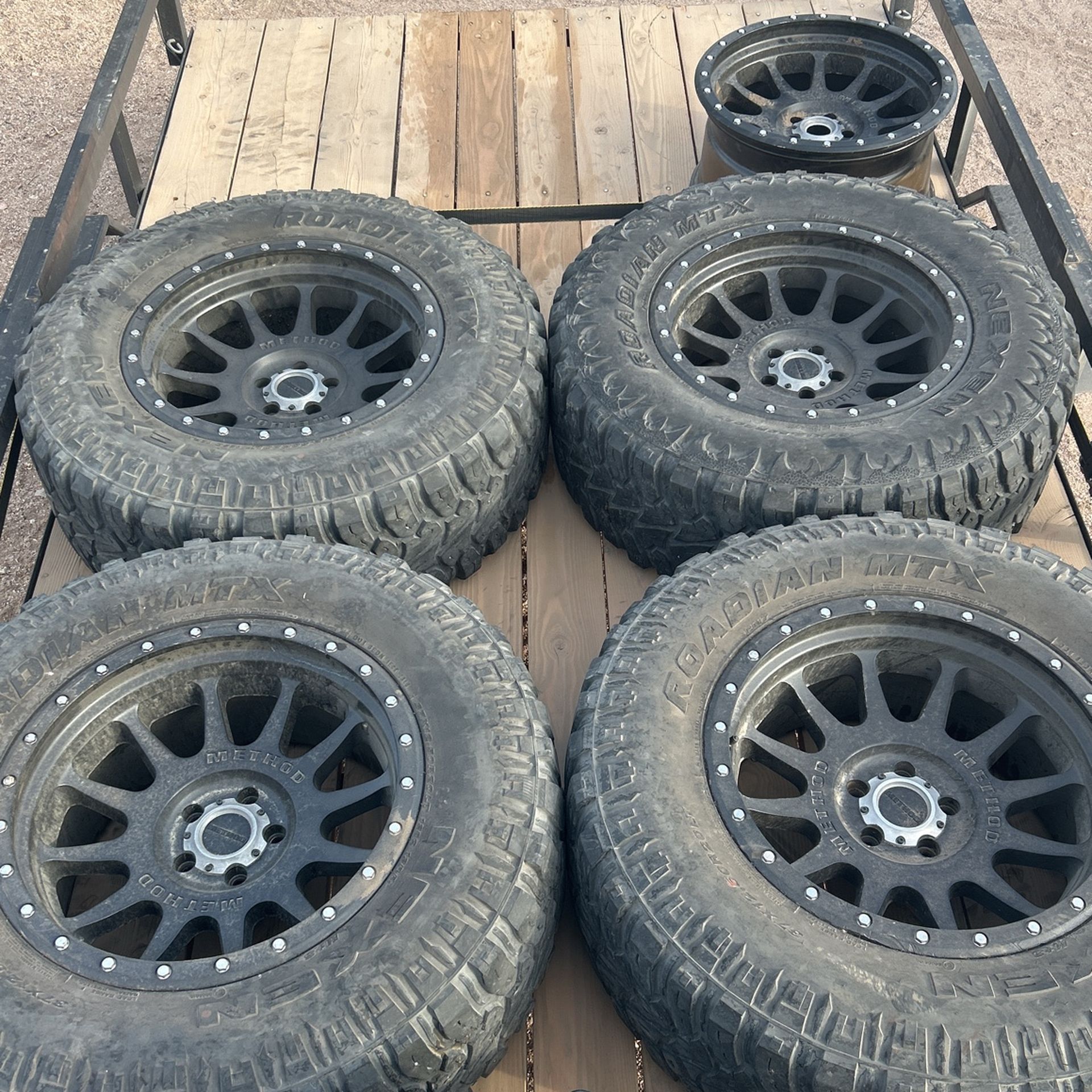 37 Inch Tires Methods 4 Tires 37 12.5 20 And 5 Method Rims for Sale in Glendale, AZ - OfferUp