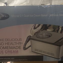 Brand New Sealed Whynter Ice Cream Maker 2.1QT Compressor Stainless Steel