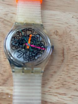 Swatch Transparent Watch with Colorful Hands