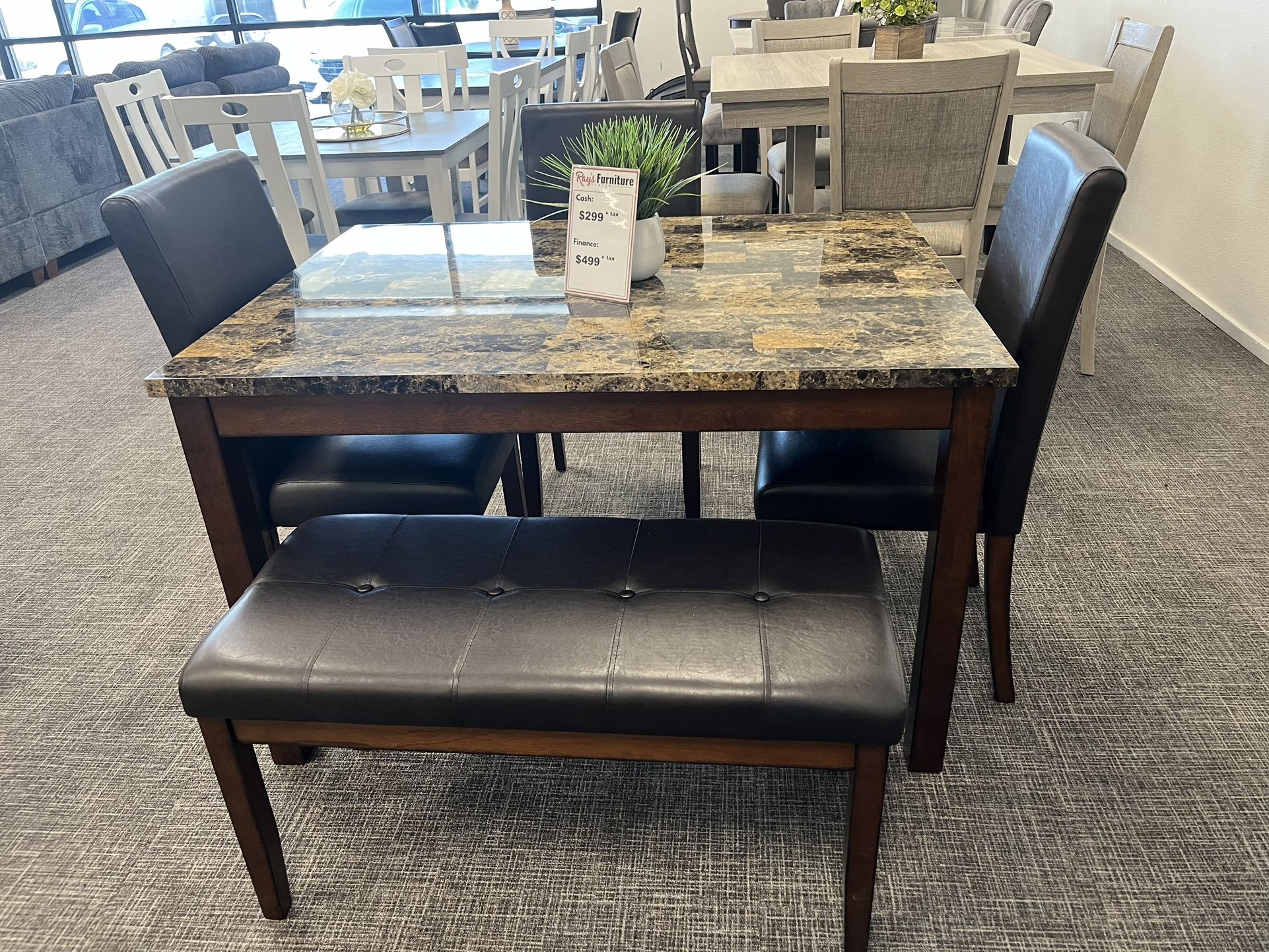 5 Pc Dining Table Set W/ Bench Home & Garden