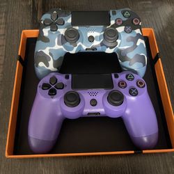 PS4 DualShock 4 Controllers - Blue Camo & Purple