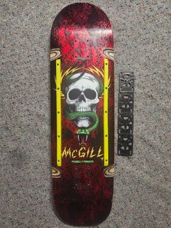 Mike McGill Flight Deck, Red Foil, with Rib Bones rails, Pepper griptape, and custom wheel wells. OPEN TO TRADE*