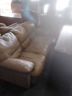 Leather cream sofa set