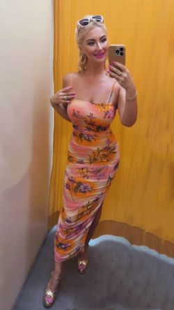 Flower mesh midi dress