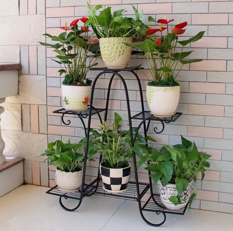 6Tiers Metal Plant Stand Flower Pot Display Holder Shelf Home Garden Balcony