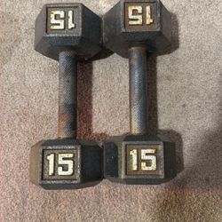 Pair Of 15 Pound Dumbbells