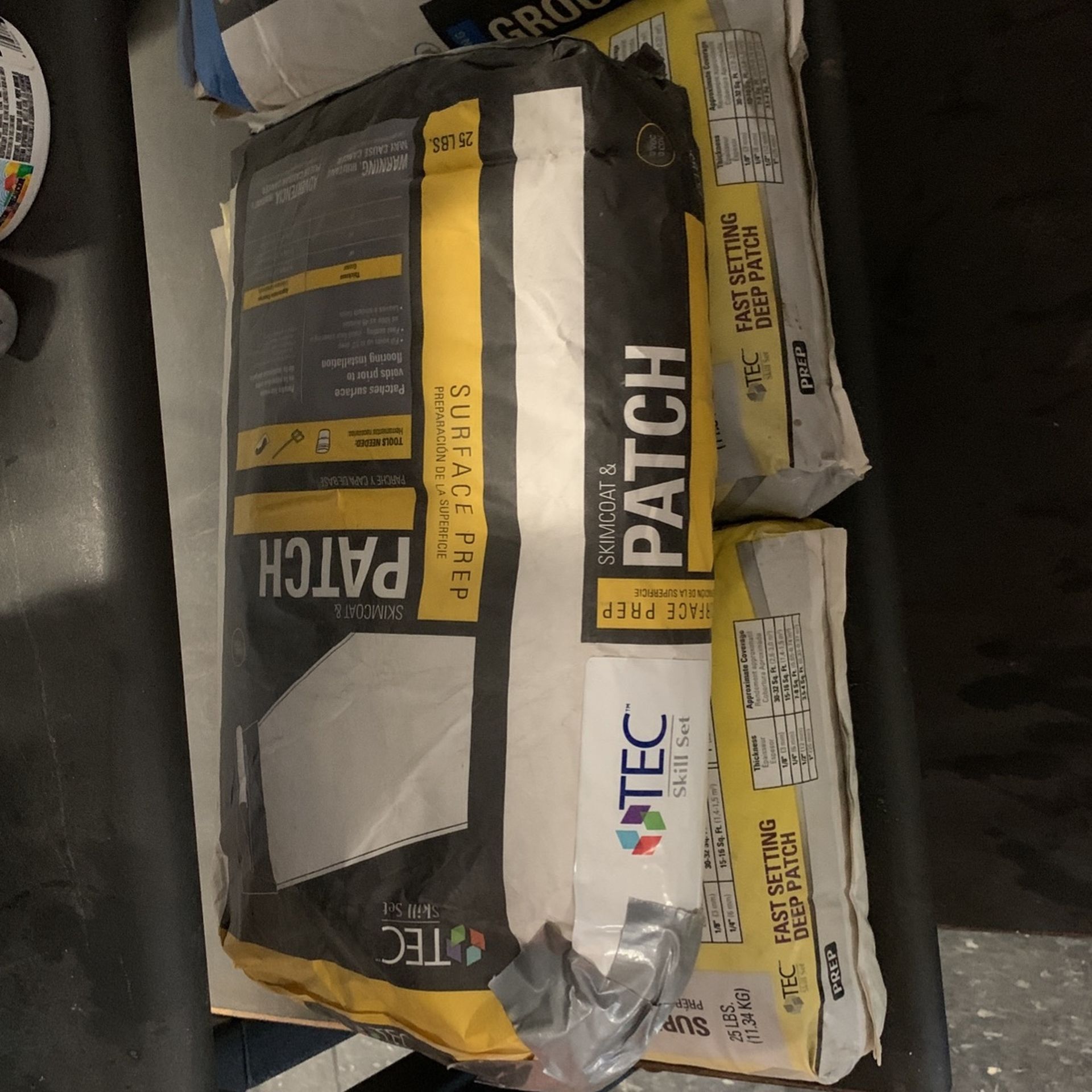 1- 25 Pound Grout & 3 - 25 Pound Fast Setting Deep Patch