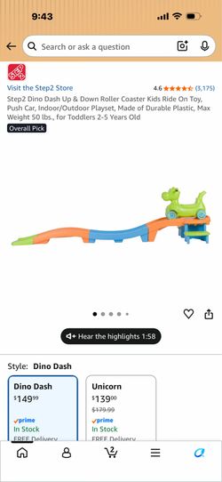 Step 2 Dino Dash Up & Down Roller Coaster with Dino Cart included