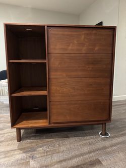 Pottery Barn Teen 4 drawer dresser with shelves - Dark Walnut