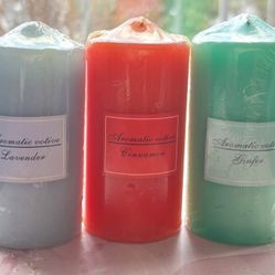 Petite Pillar Candle Trio Mildly Scented In Plastic / Never Used