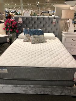 Full size bed frame, box spring and mattress