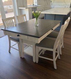Two-tone dining set with 4 chairs