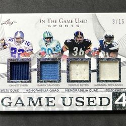 2025 Leaf In The Game Used Patch Emmitt Smith Barry Sanders Bettis Tomlinson /15