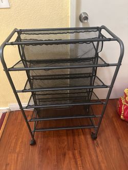 5-Tier Metal Mesh Rolling Shoe Rack