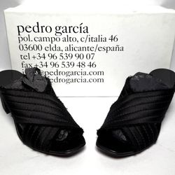 Pedro Garcia Black Xail Sandal Heel Size 7