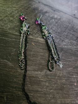 Purple steerling silver skull earrings 💜