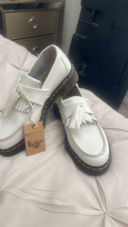 Dr. Martens White Leather Tassel Loafers