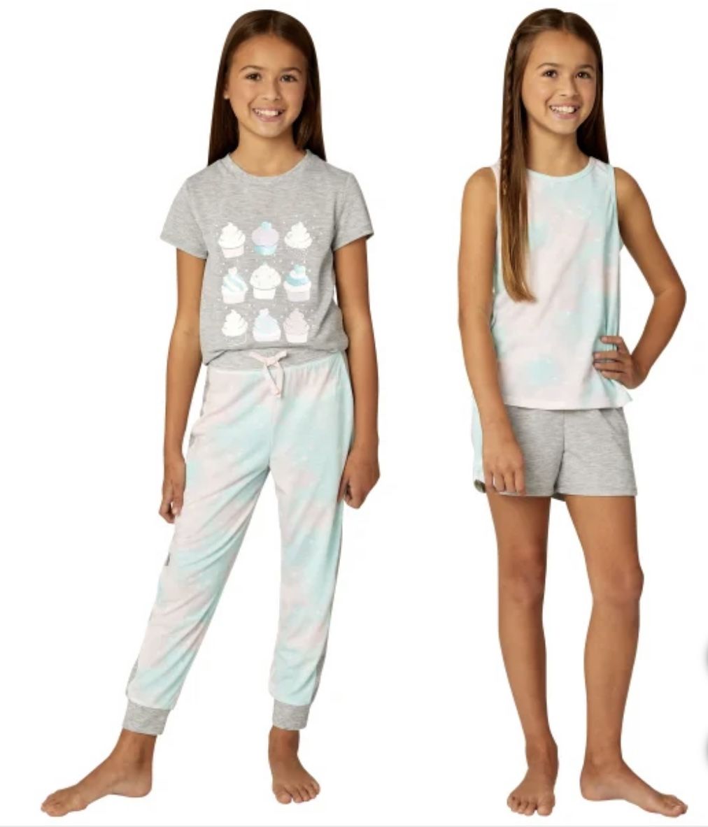 NWT BCBG girls 4pcs lounge set Gray Cupcakes Size M 10/12