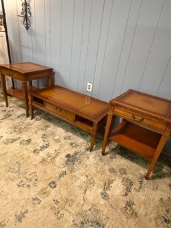 Vintage 3-Piece Wood Coffee & End Table Set