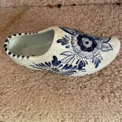 Vintage Delfts Blauw Porcelain Dutch Clog Planter
