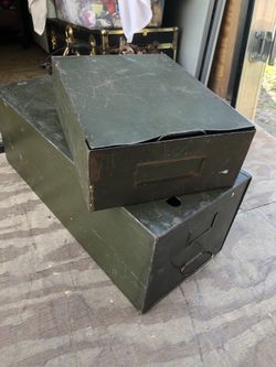 2 metal military boxes