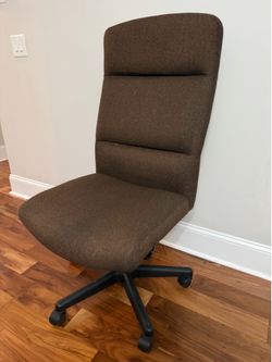 Armless Swivel Office Desk Chair - Brown Textured Fabric - Adjustable Heigh