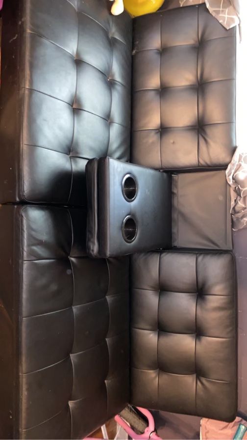 Black Faux Leather Futon/Sofa for Sale in San Antonio, TX OfferUp
