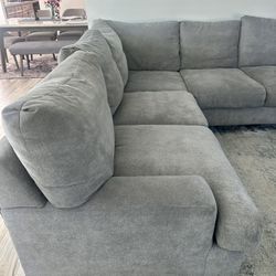 Sectional Couch – Medium Gray, Down-Filled, Excellent Condition