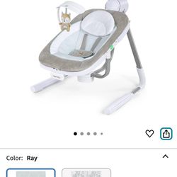 Ingenuity Anyway Sway 5-Speed Multi-Direction Portable Foldable Baby Swing & Infant Seat with Vibrations, Nature Sounds, 0-9 Months 6-20 lbs (Ray)