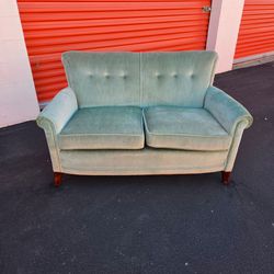Antique settee reupholstered and seafoam green velvet gorgeous and comfortable