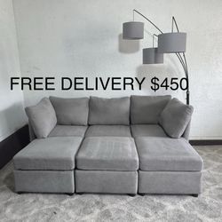 FREE DELIVERY - Grey 6 piece modular sofa each piece with storage