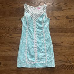 Size 0 Lilly Pulitzer MacFarlane Shift Dress Shorely Blue Sea Cups 