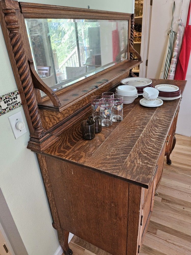 Old Hutch China Cabinet Solid Wood