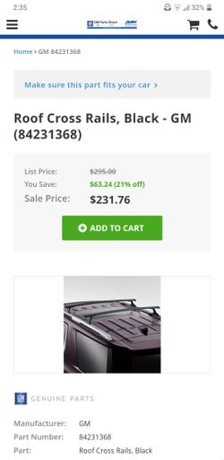 Cross Bars For Roof Rack And Side Rails Chevrolet Traverse 