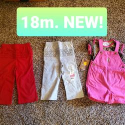 Brand New! 18 Month Pants And Overalls!