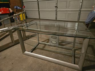Glass 2 shelf adjustable entertainment center