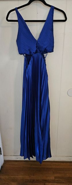 Royal Blue Satin Pleated Maxi Dress