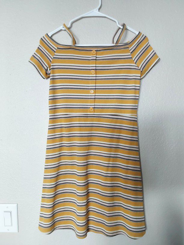 Art Class Dress, Girl's Size Large Yellow Striped Summer Dress 