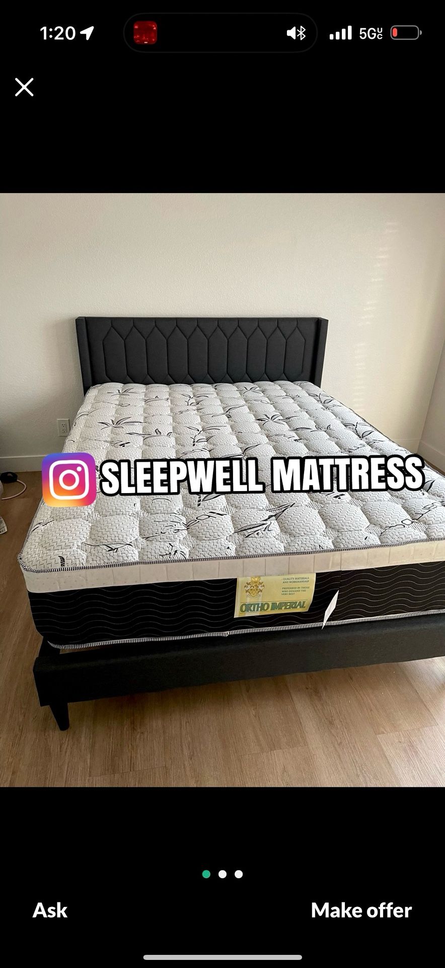 NEW QUEEN BED FRAME WITH MATTRESS