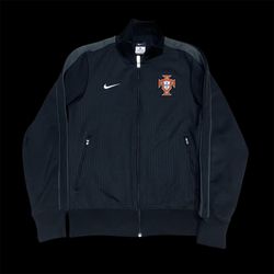 Portugal Black Full Zip Warm-Up Soccer Jacket Men Small