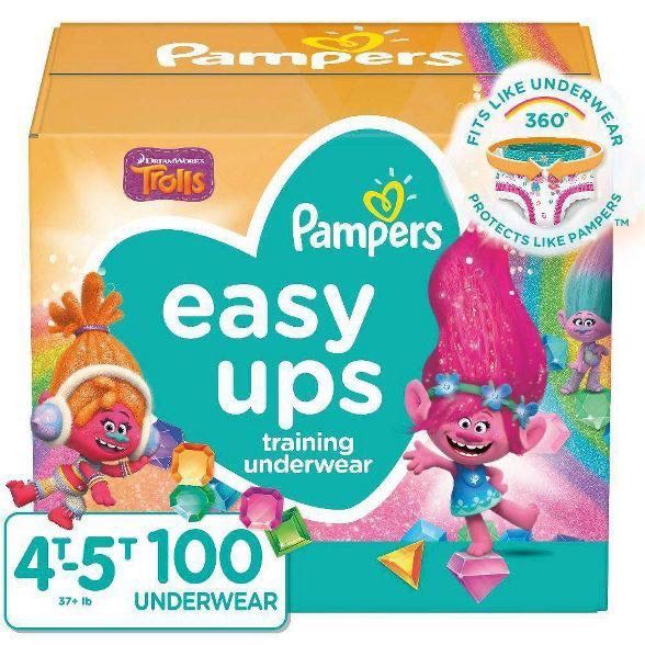 100 Pampers Easy Ups Girls' Trolls Training Pants - Size 4T-5T
