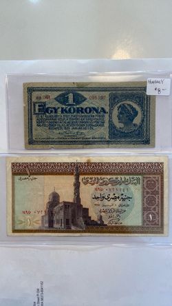 Vintage Foreign Banknotes Hungary and Egypt