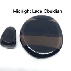 Midnight Lace Obsidian Worry & Tumbled Stone Set from Russia 23.8g Total