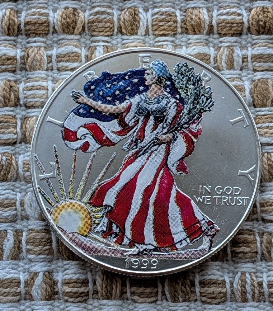 1999 Colorized Silver Eagle 1 Oz .999 Silver