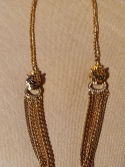 Women's Long Gold-plated Necklace With Leopard Heads Designs