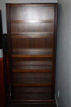 Wooden bookshelf 74” tall adjustable shelves