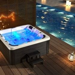 NEW Outdoor 6 Person Double Lounger Hot Tub Spa Fully Loaded 4 Pump 3HP Hard Top Included