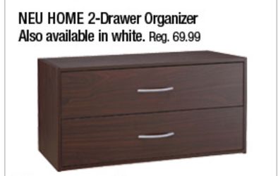 “Neu Home” espresso two drawer organizer, new in box
